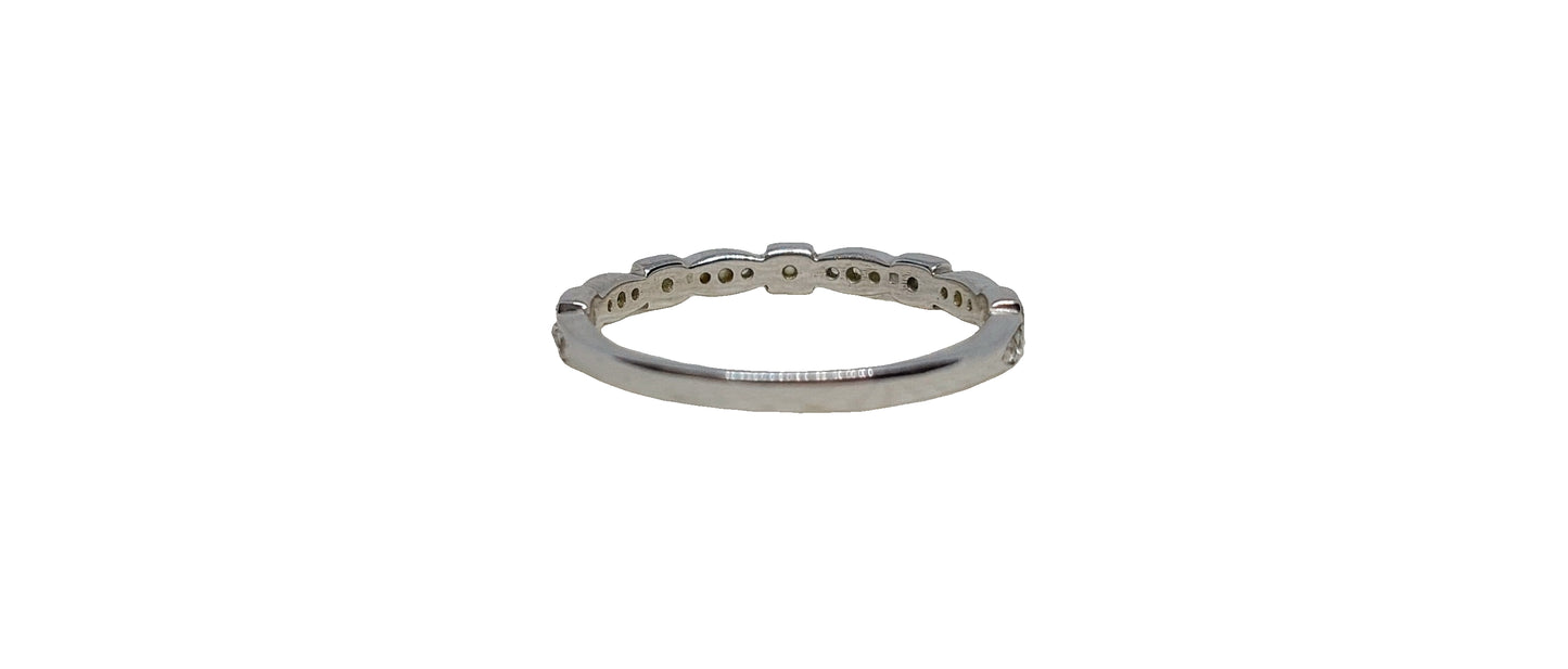 9ct White gold round cubic zirconia square and marquise shape eternity band
