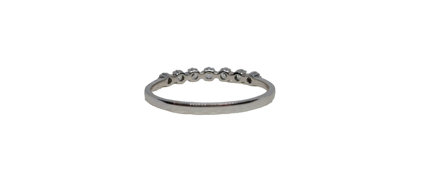 9ct White gold round claw tube set cubic zirconia eternity band