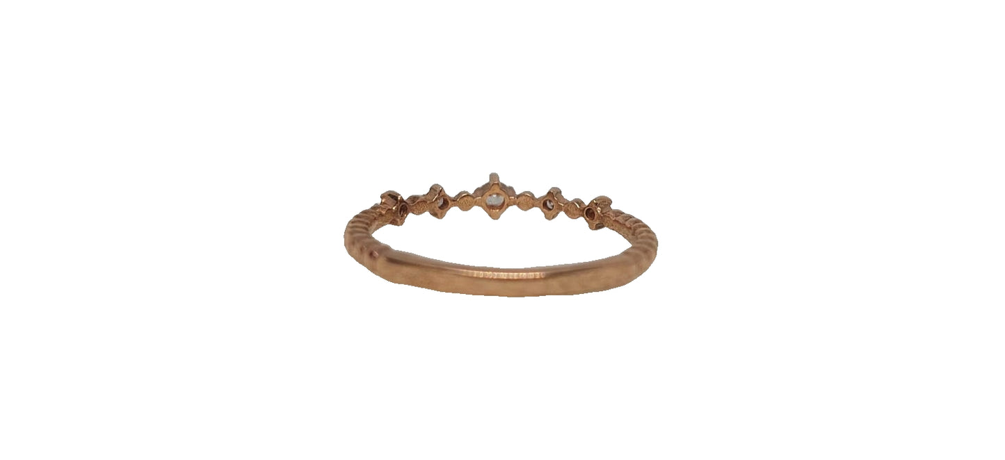 9ct Rose gold round five x cubic zirconia claw setting eternity band