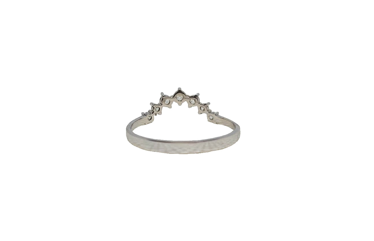 9ct White gold 7x cubic zirconia 4 claw cubic zirconia curved band