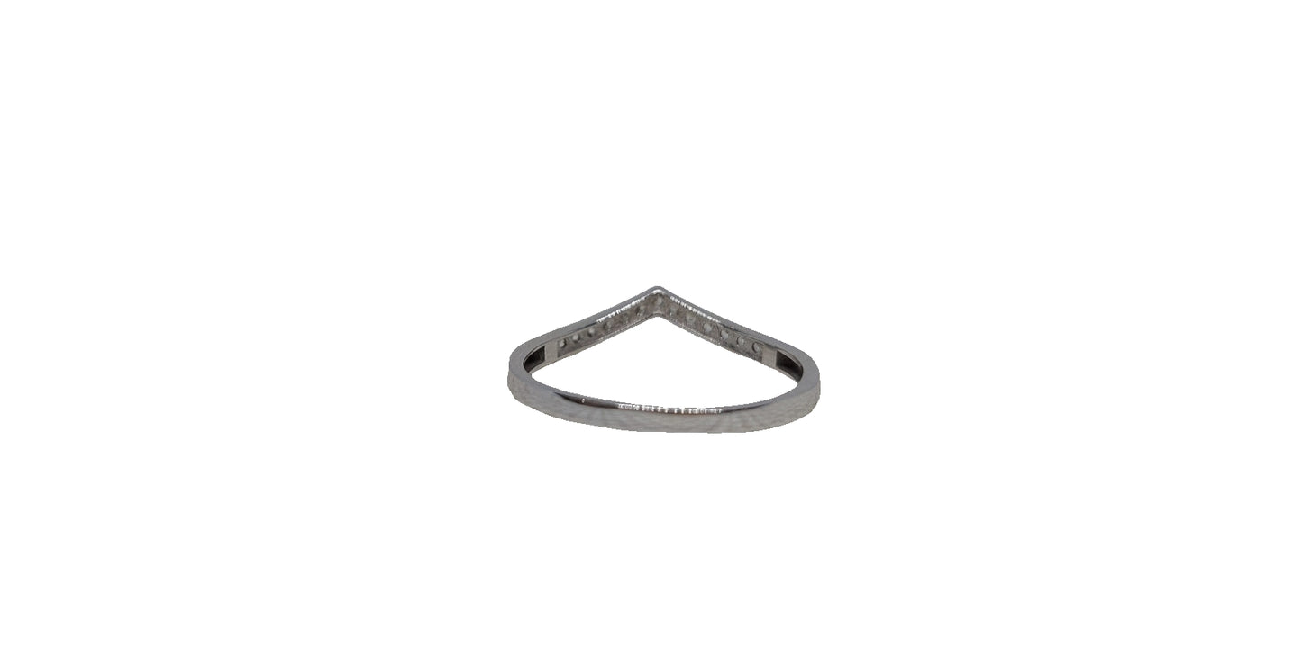 9ct White gold cubic zirconia channel setting V-shape band