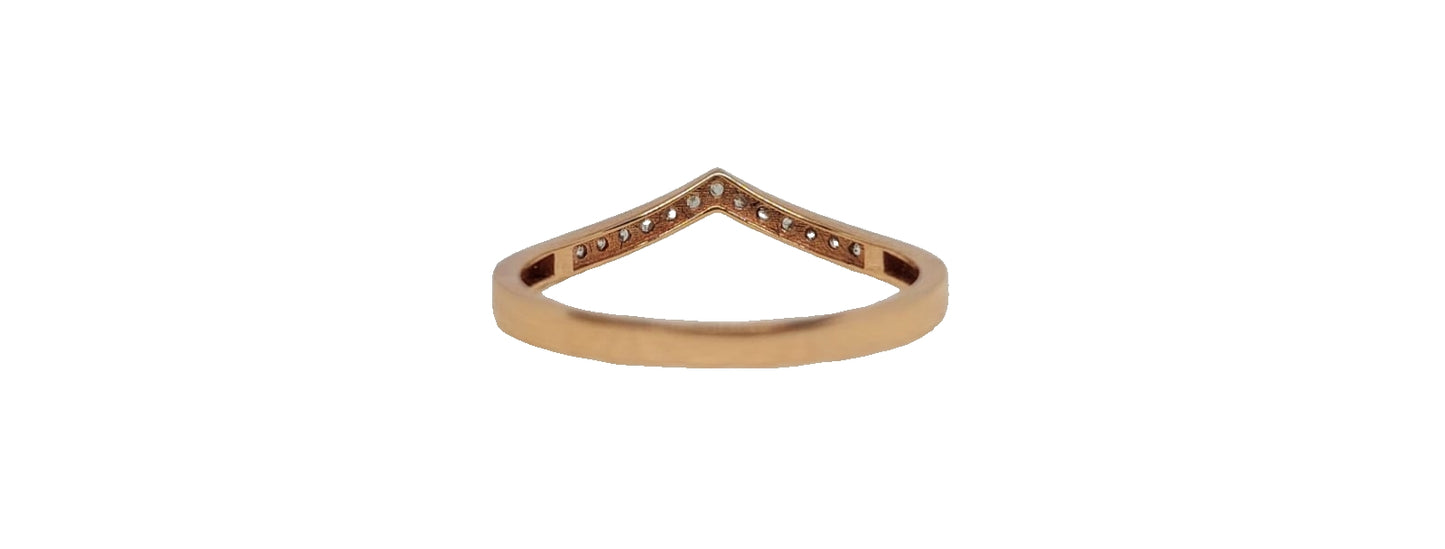 9ct Rose gold cubic zirconia channel setting V-shape band
