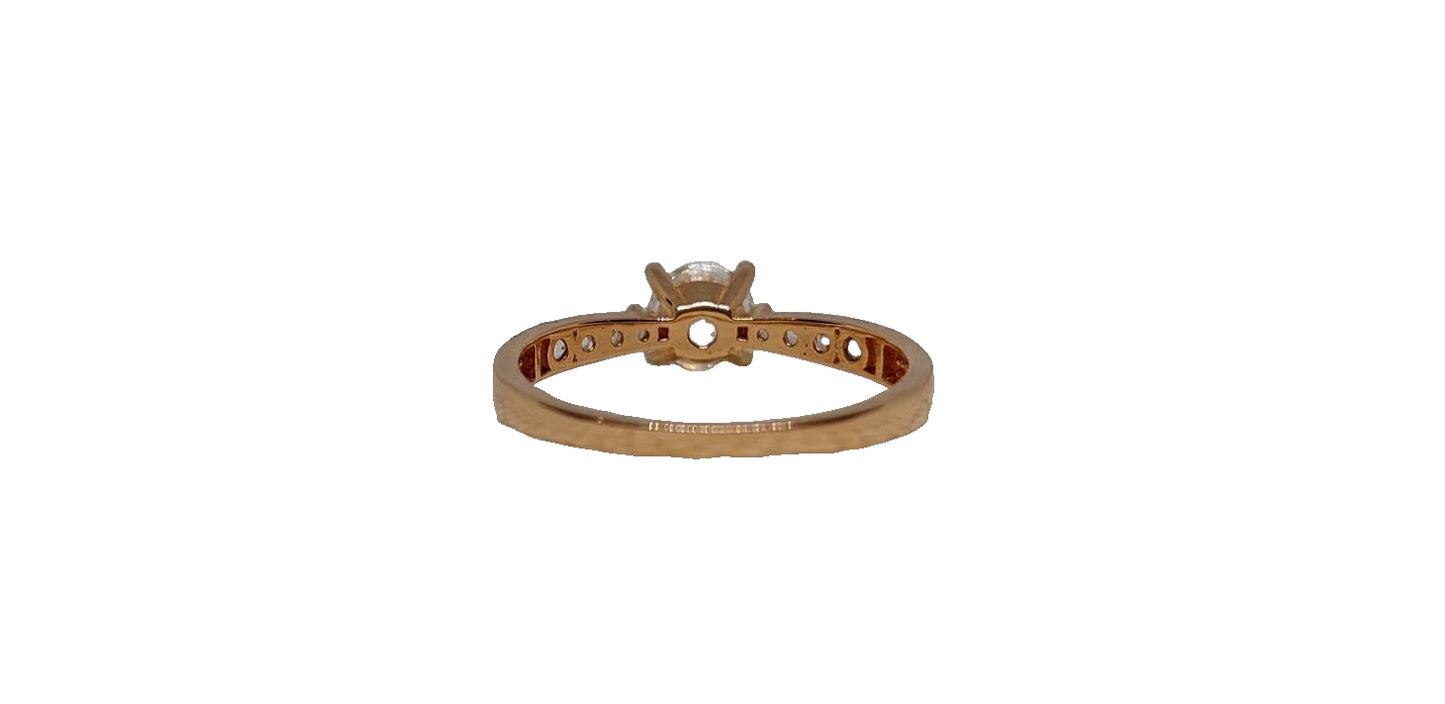 9ct Rose gold cubic zirconia 6 claw with channel setting cubic zirconia tapered shank ring