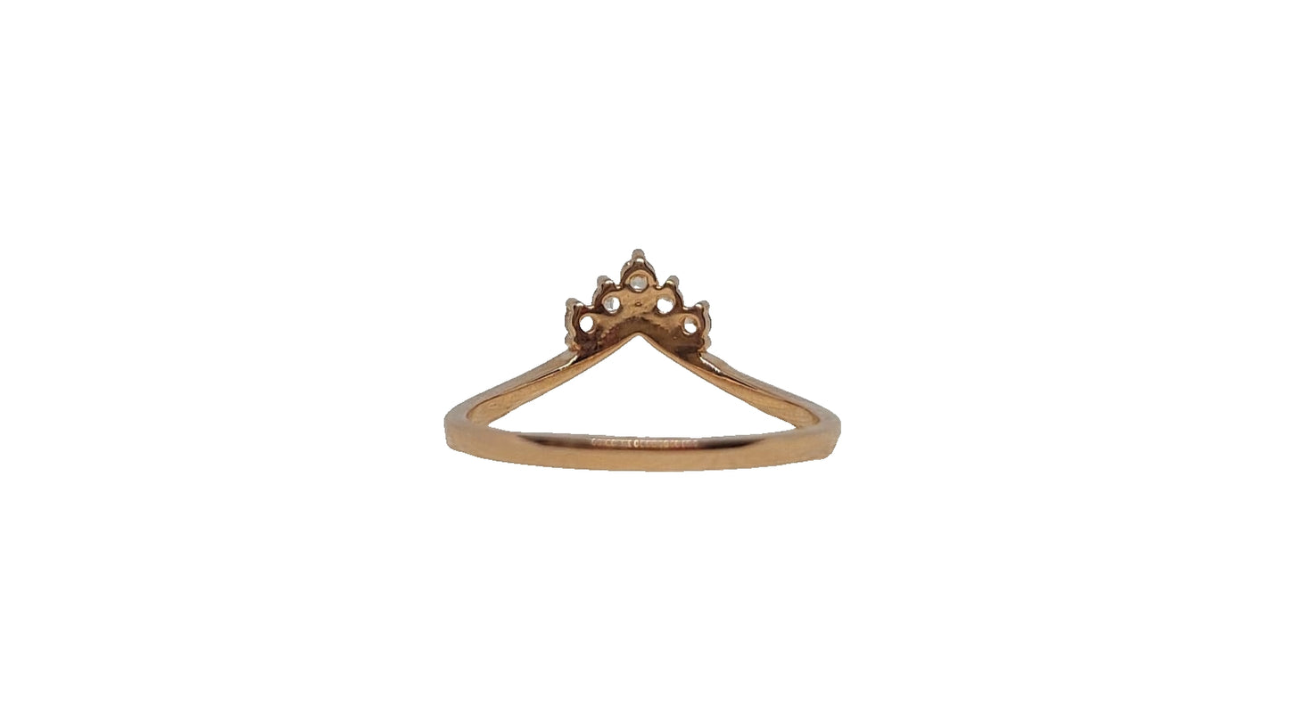 9ct rose gold 5x cubic zirconia V-shape plain shank band