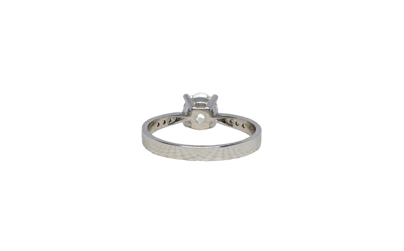 9ct White gold cubic zirconia 4 claw with channel setting cubic zirconia tapered shank ring