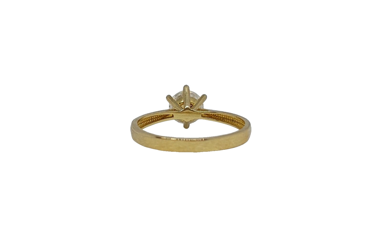 9ct Yellow gold round 6 claw cubic zirconia solitaire plain tapered shank ring
