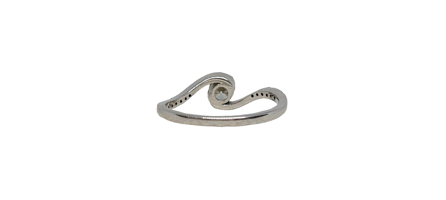 9ct White Gold diamond bypass solitaire ring