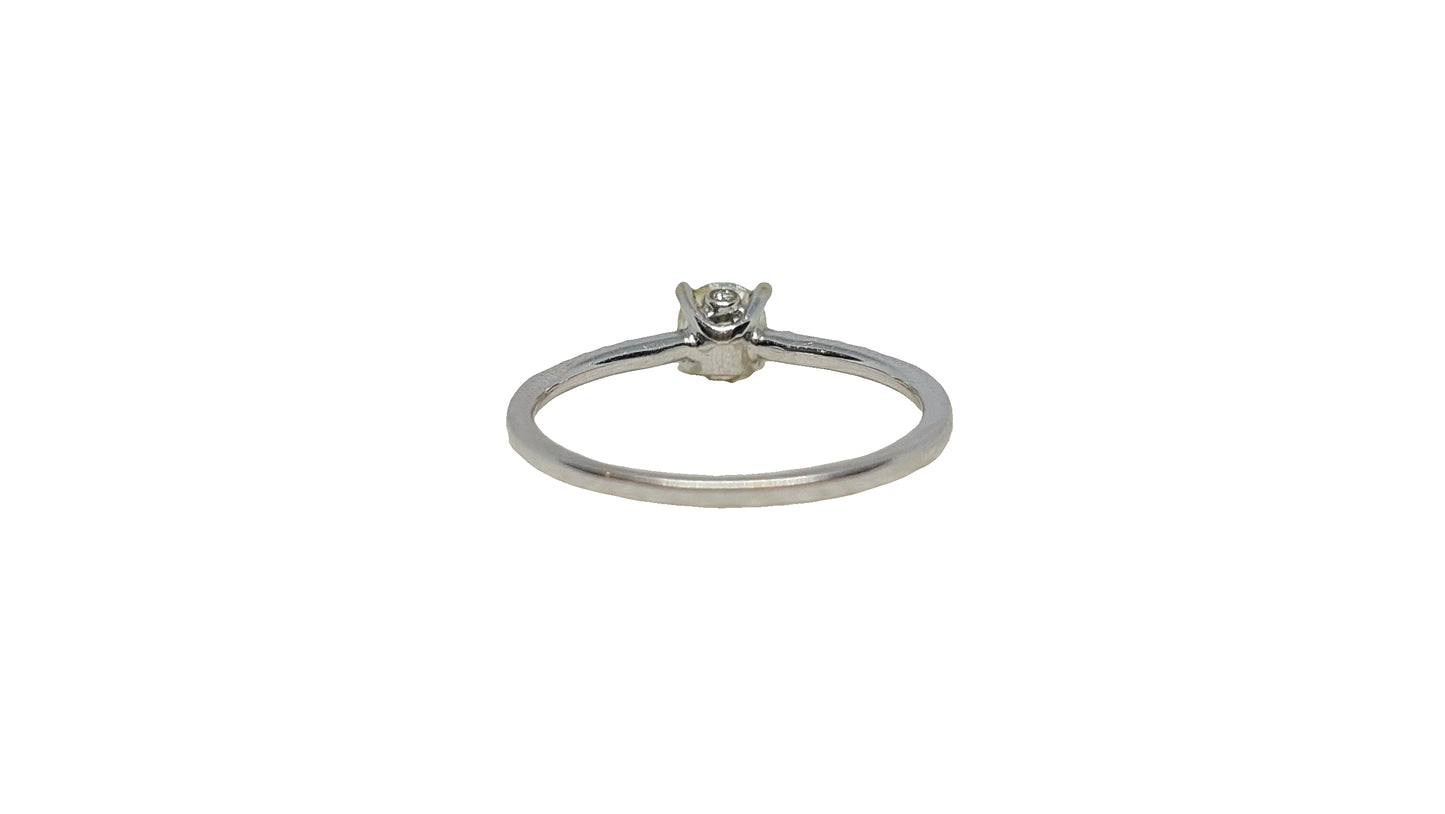 18ct While Gold round 4 claw diamond solitaire diamond shank ring