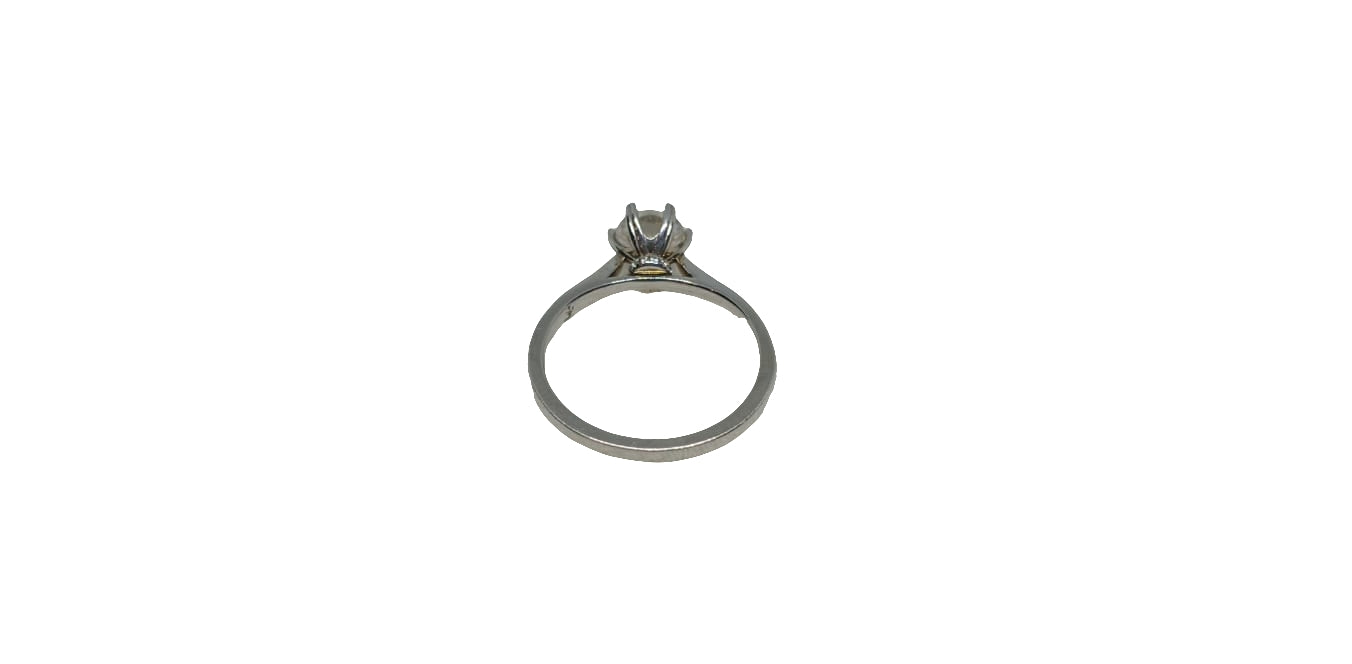 Sterling silver 18ct rhodium plated 6 claw moissanite with cubic zirconia tapered channel set shank ring