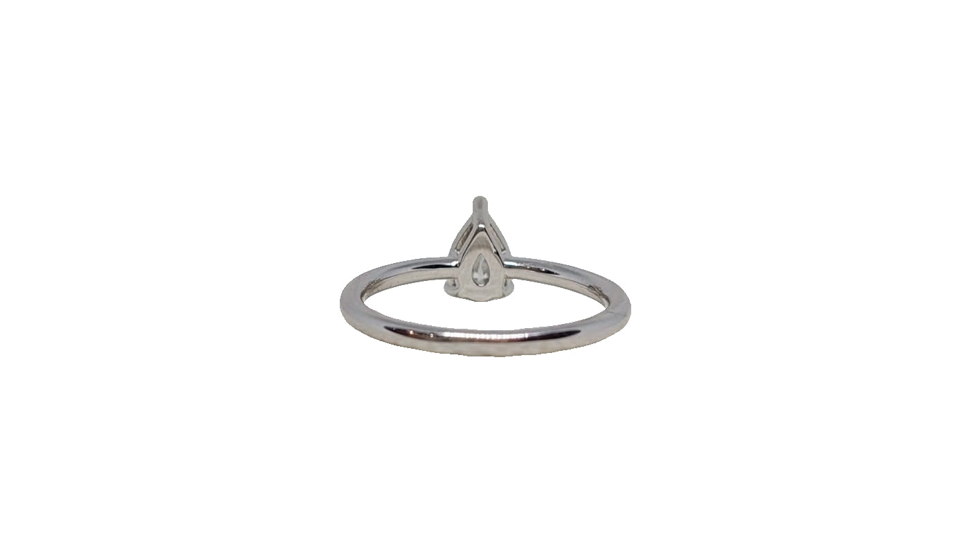 Sterling silver 18ct rhodium plating pear shape moissanite solitaire plain shank ring
