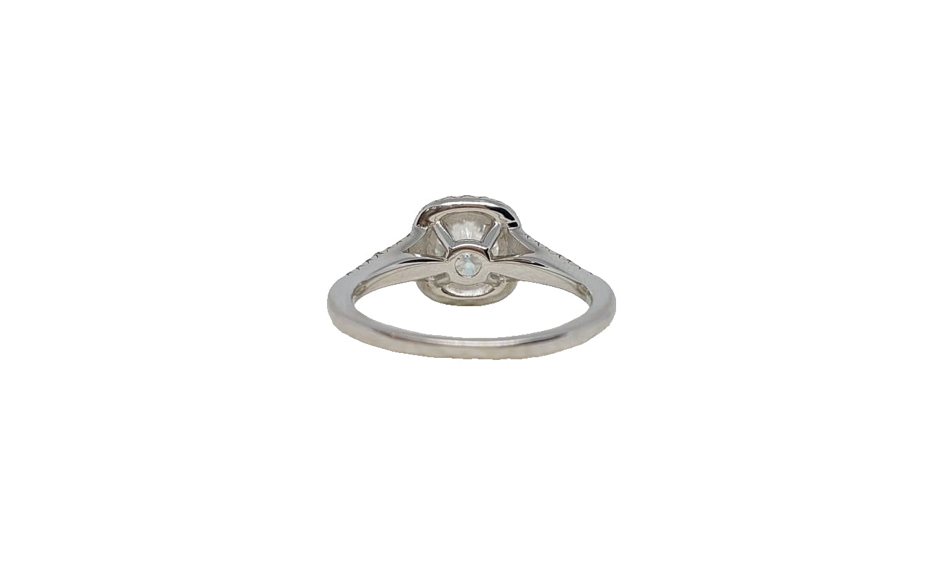 Sterling silver 18ct rhodium plating round cut moissanite halo cubic zirconia split shank ring