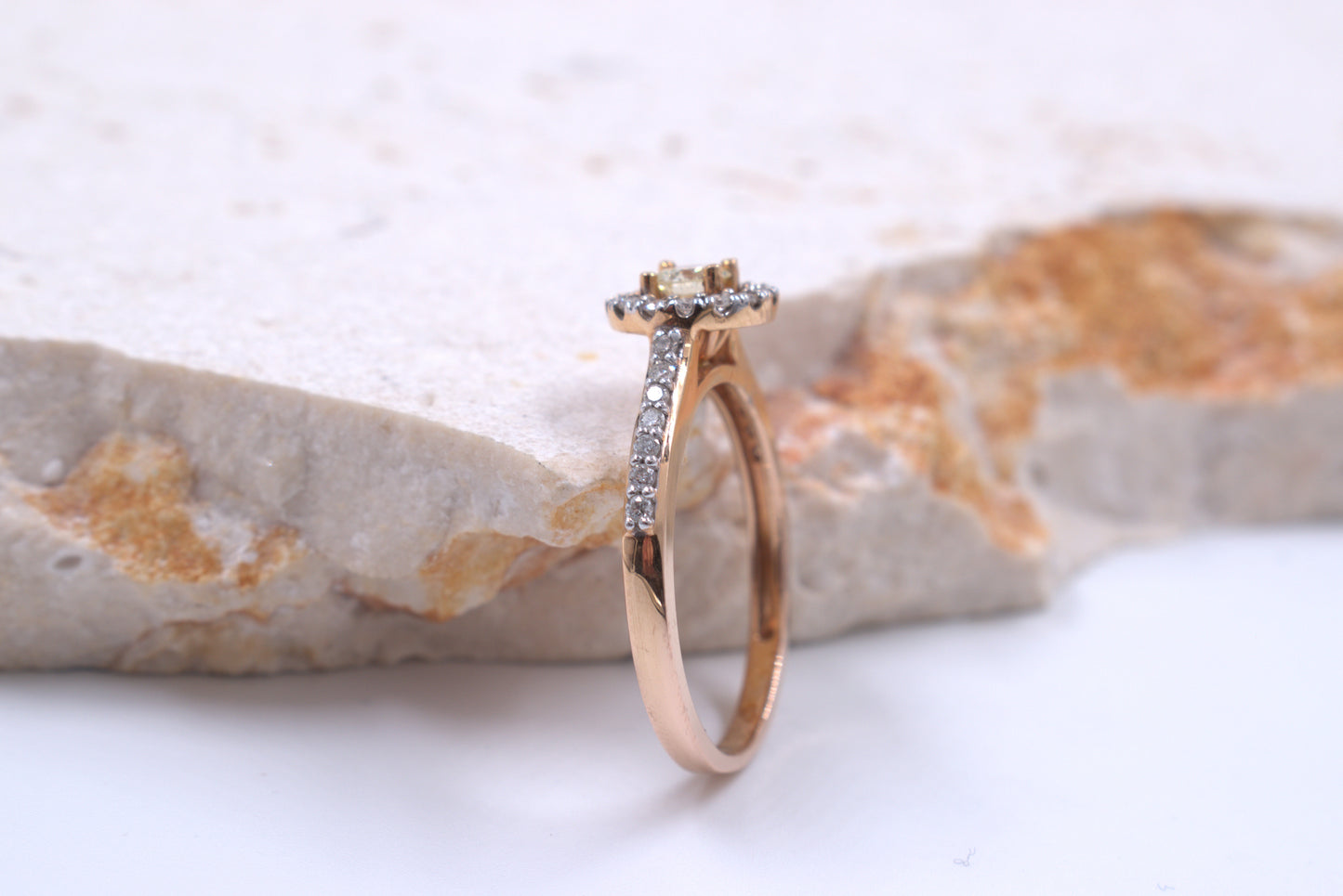 18ct Rose Gold and Diamond Halo Ring