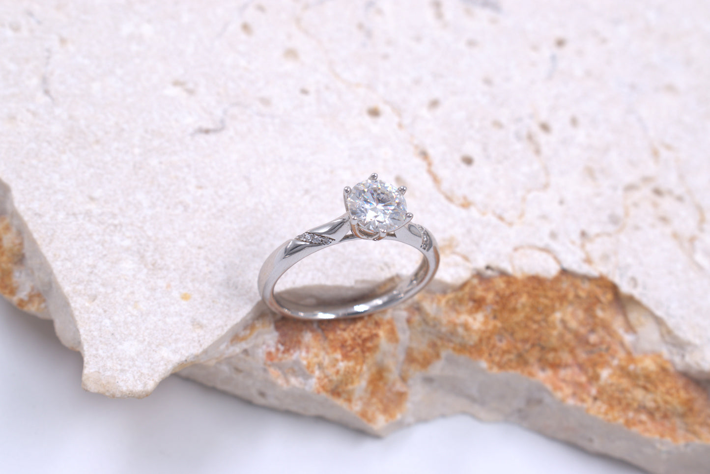 Sterling Silver Round Moissanite Ring