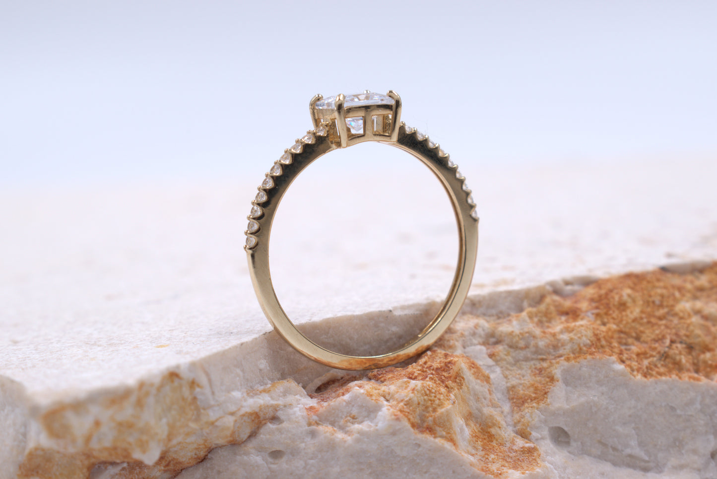 9ct Yellow Gold Square Cubic Zirconia Ring