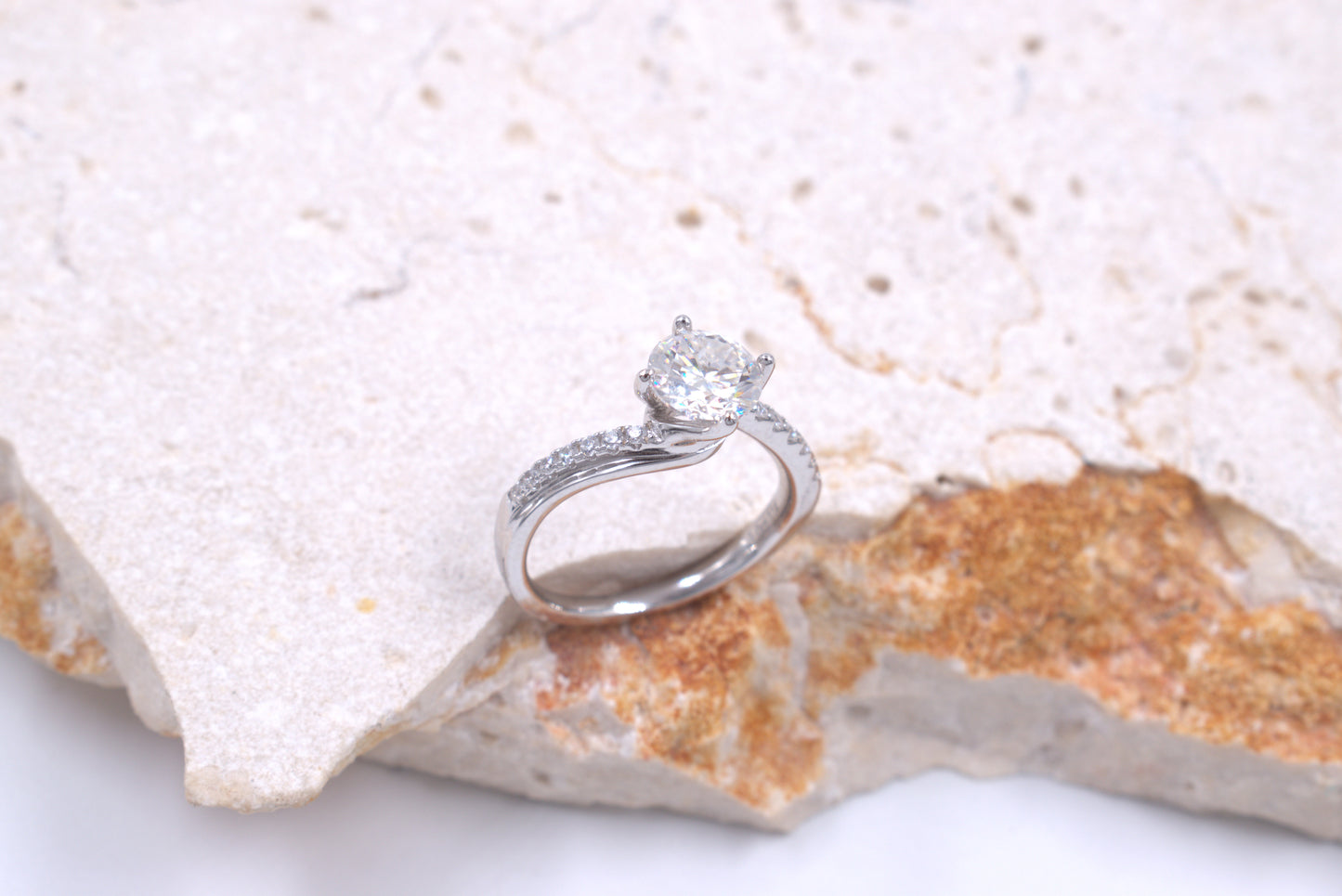 Sterling Silver Moissanite Bypass Style Ring