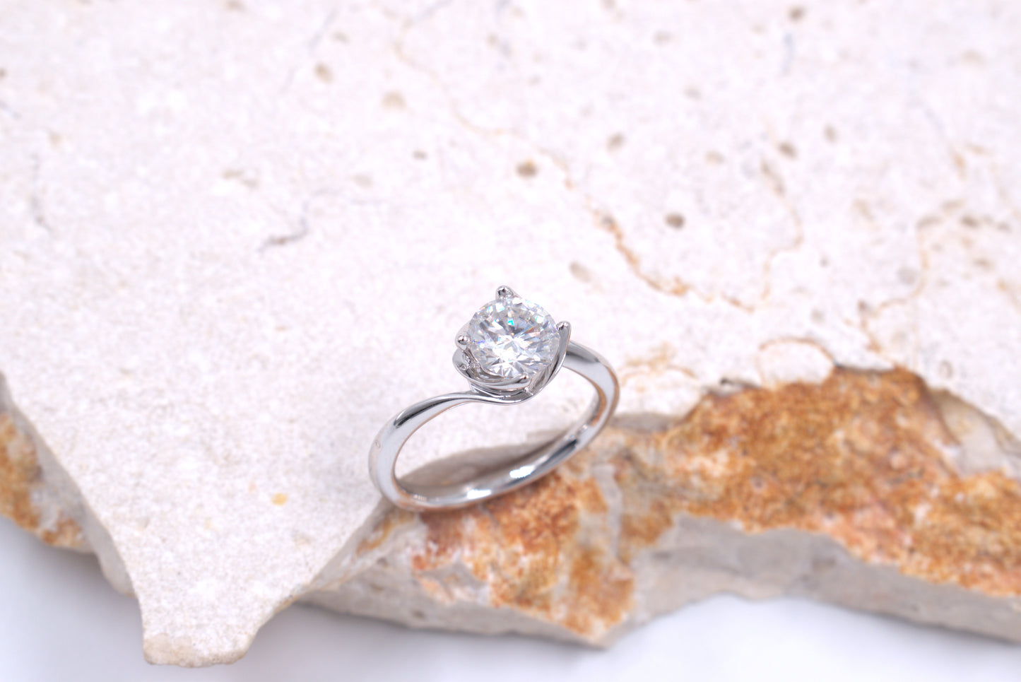 Sterling Silver Moissanite Bypass Style Ring