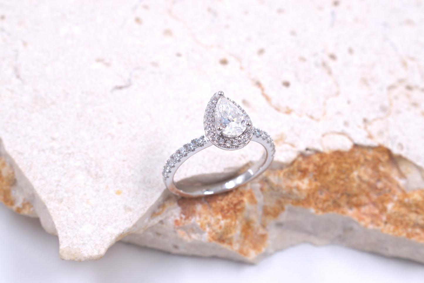 Sterling Silver Pearshape Moissanite Ring