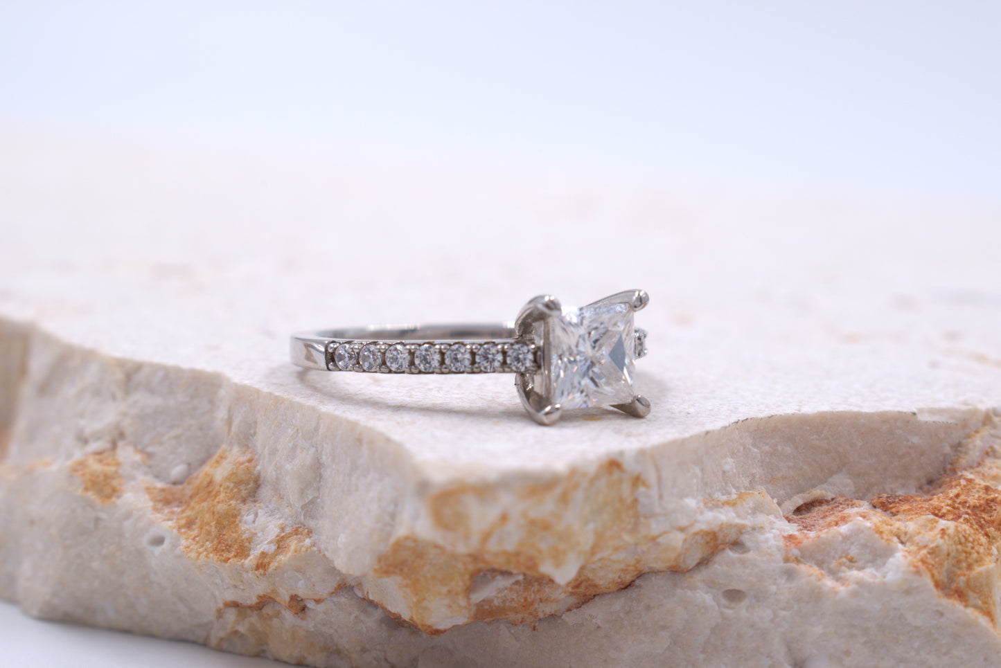 Sterling Silver Square Moissanite Ring