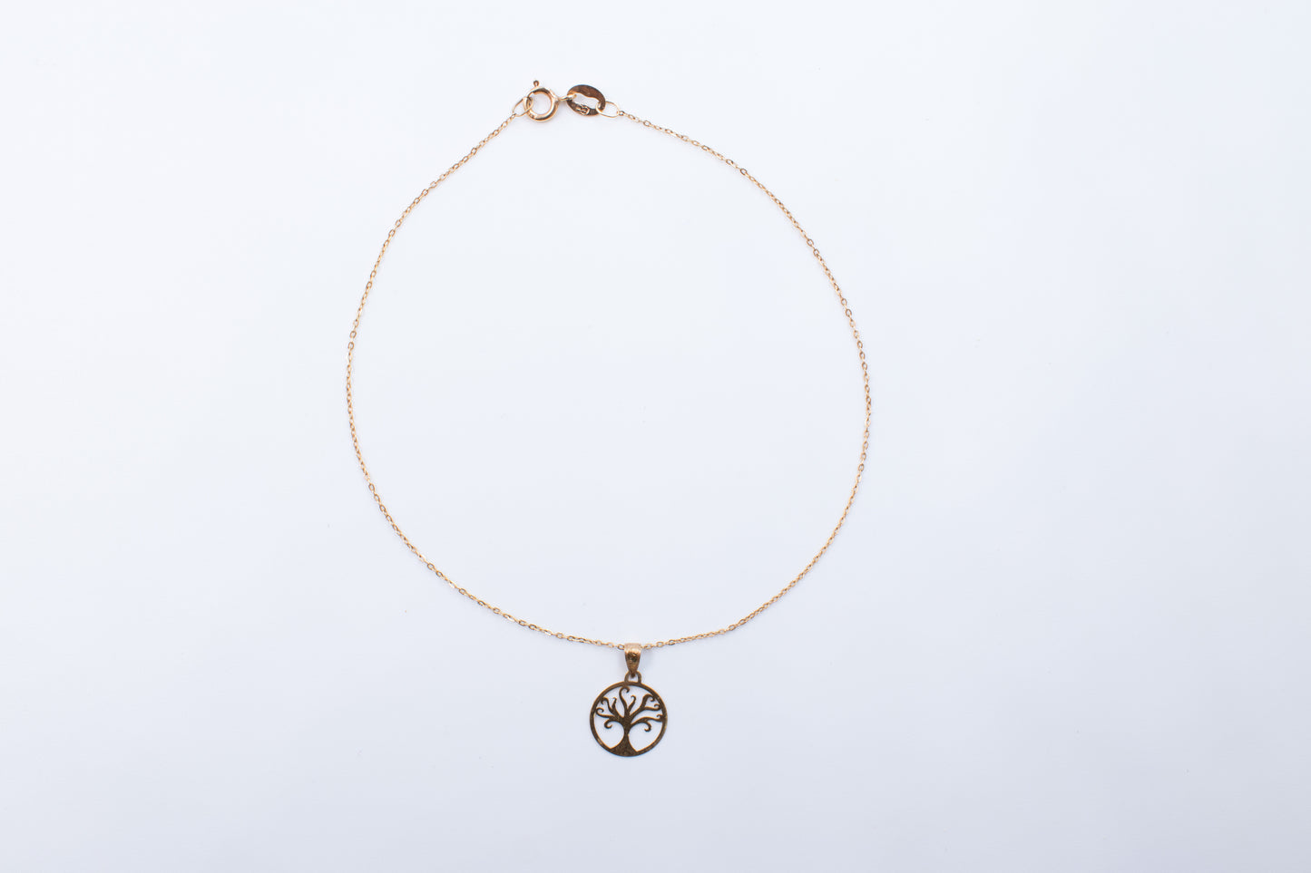 9ct Yellow Gold Fine Bracelet with a Tree Of Life Charm