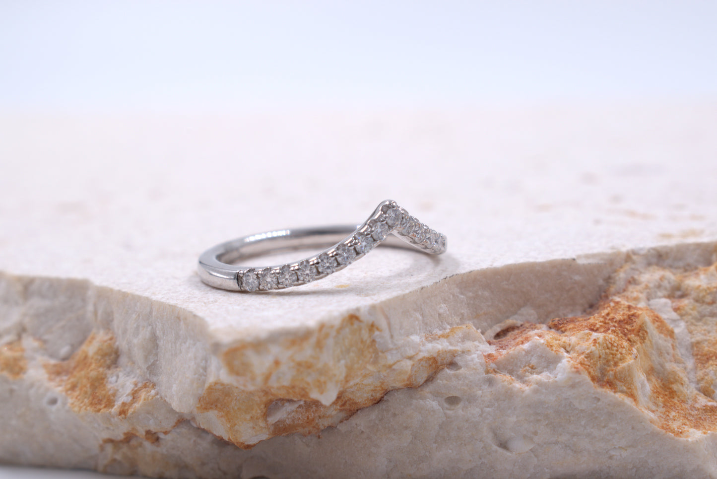 Sterling Silver V-Shaped Eternity Band set with Moissanites