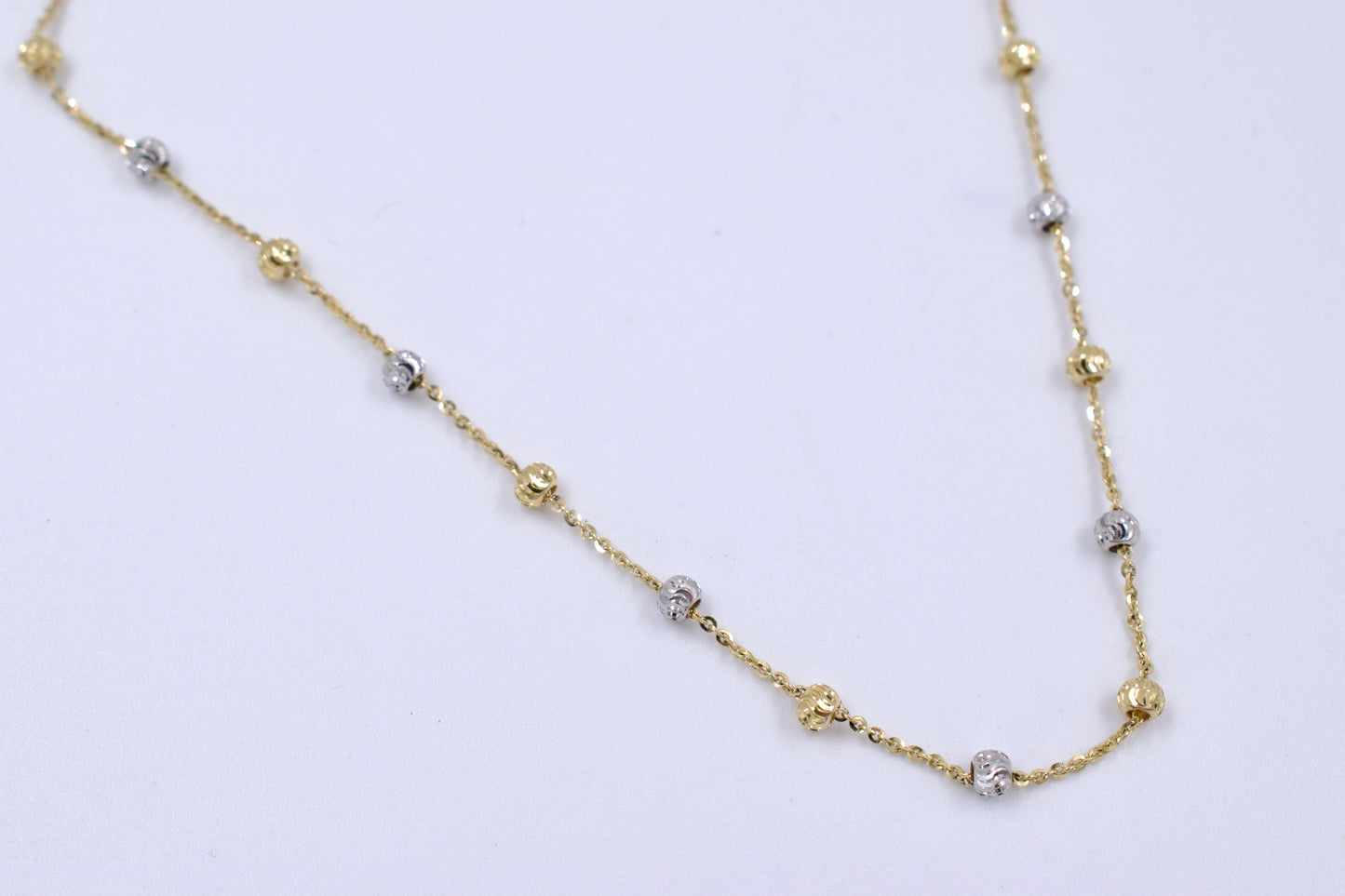 9ct Yellow Gold & White Gold (Two Tone) 45cm Ball Chain
