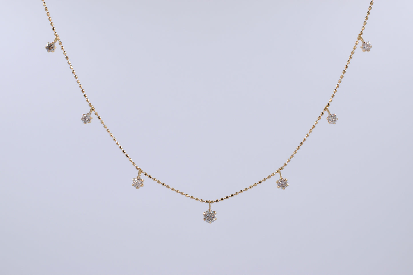 18ct Yellow Gold Floater Diamond ball chain Necklace