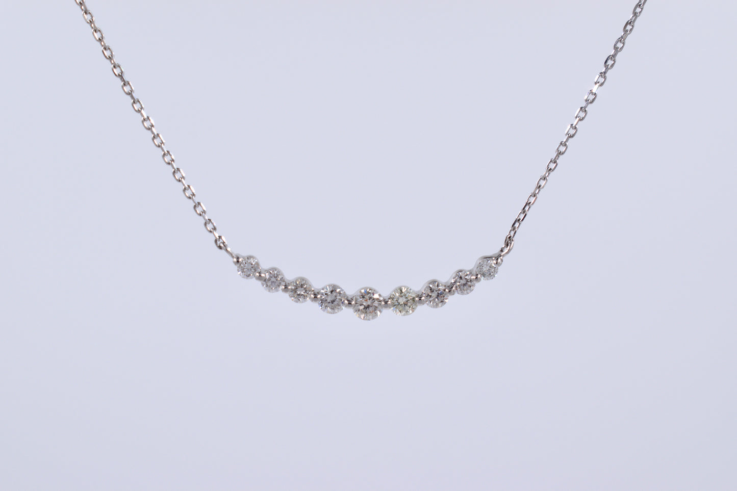 18ct White Gold Graduating Curved Diamond Necklace