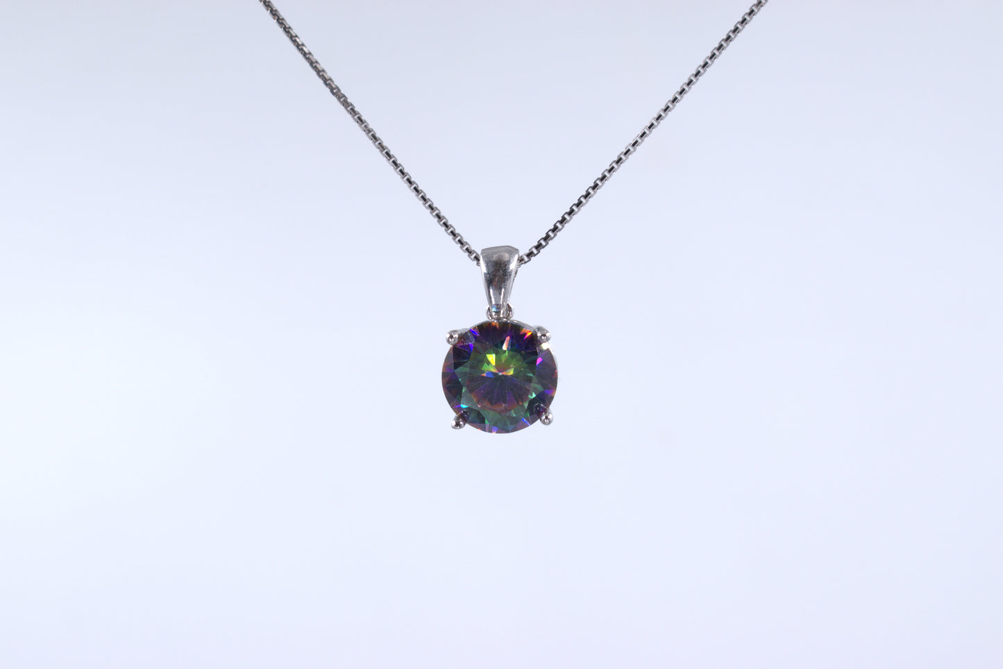 Sterling Silver Round Mystic Topaz Necklace