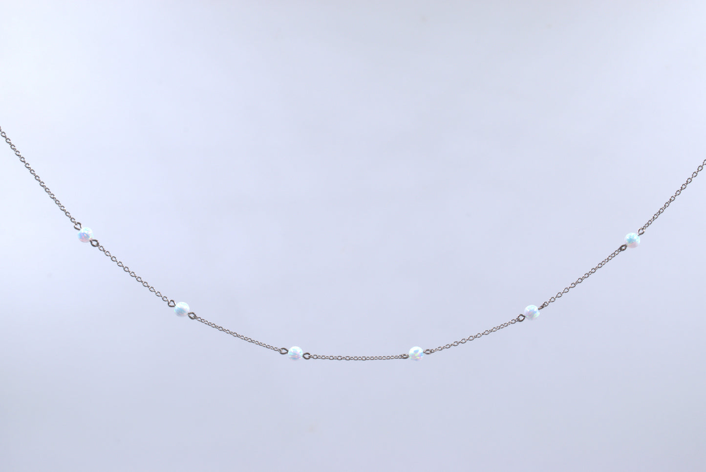 Sterling Silver Lab Grown White Opal Necklace (October Birthstone)