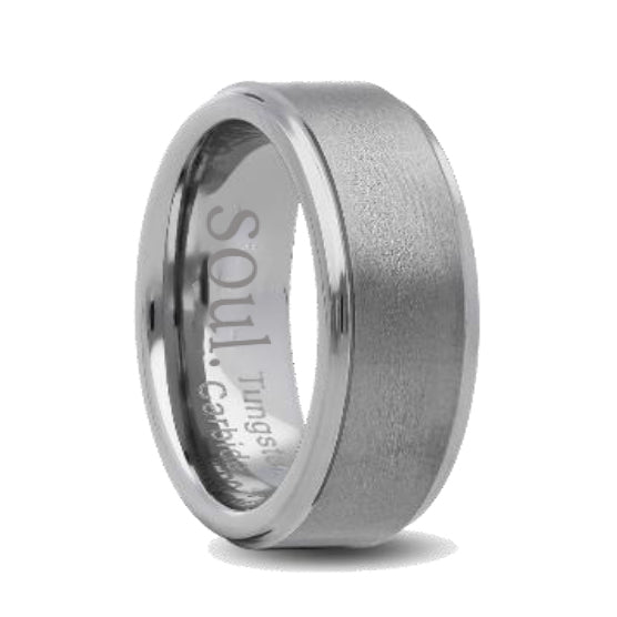 Grey tungsten ring with edges