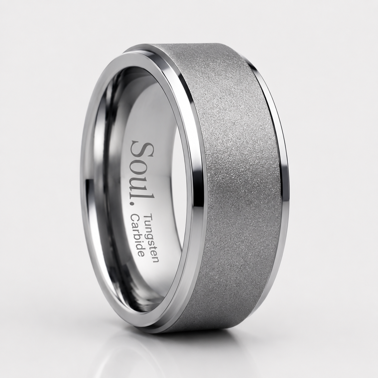 Grey tungsten ring with edges
