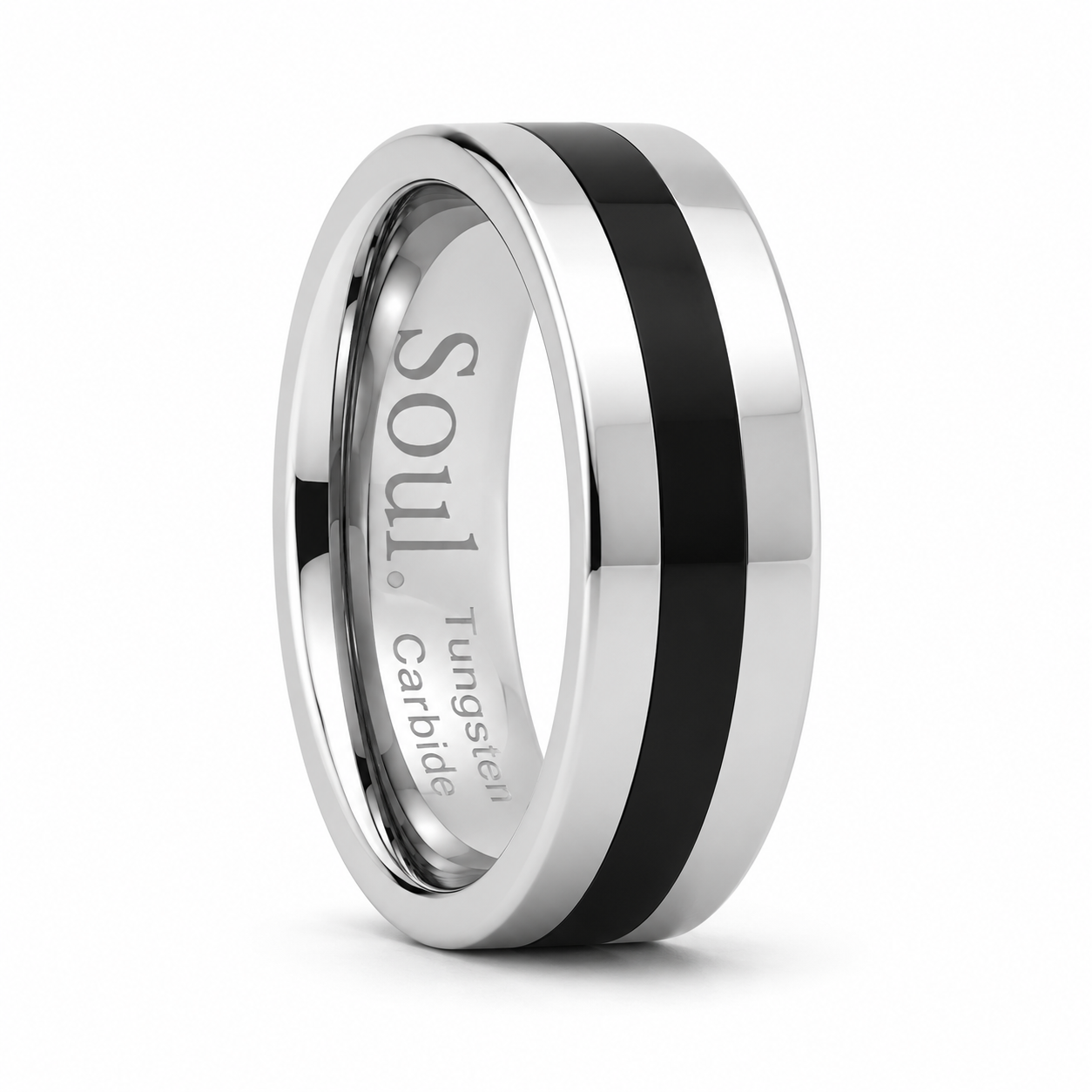 Grey tungsten ring with black detail