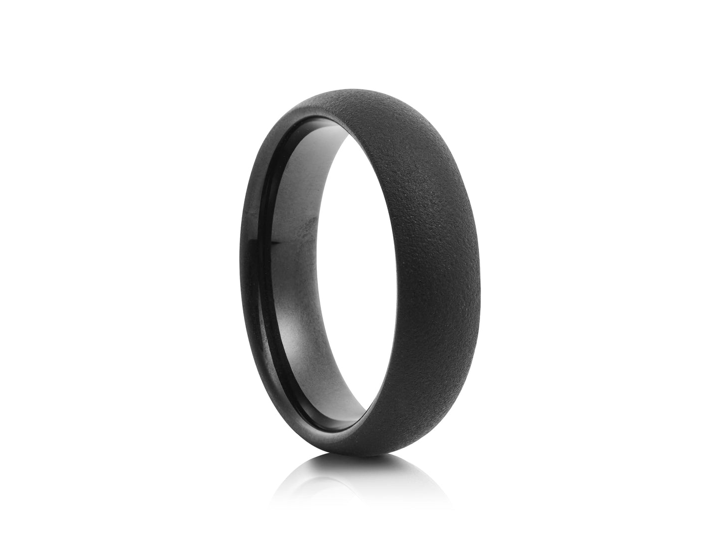 Black half round tungsten ring