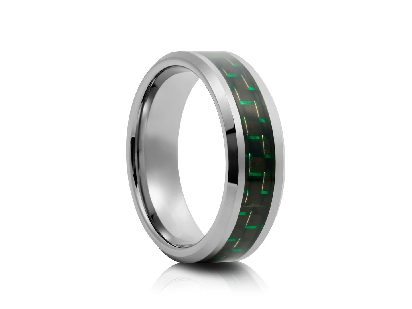 Grey tungsten ring with carbon fiber