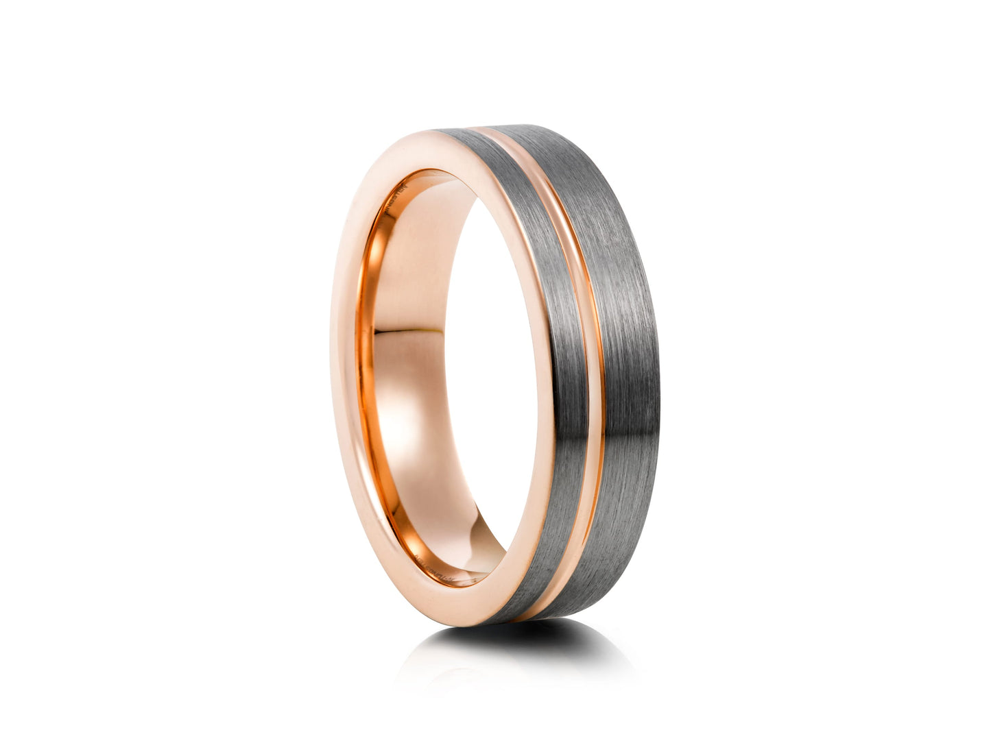Tungsten ring with rose gold detail