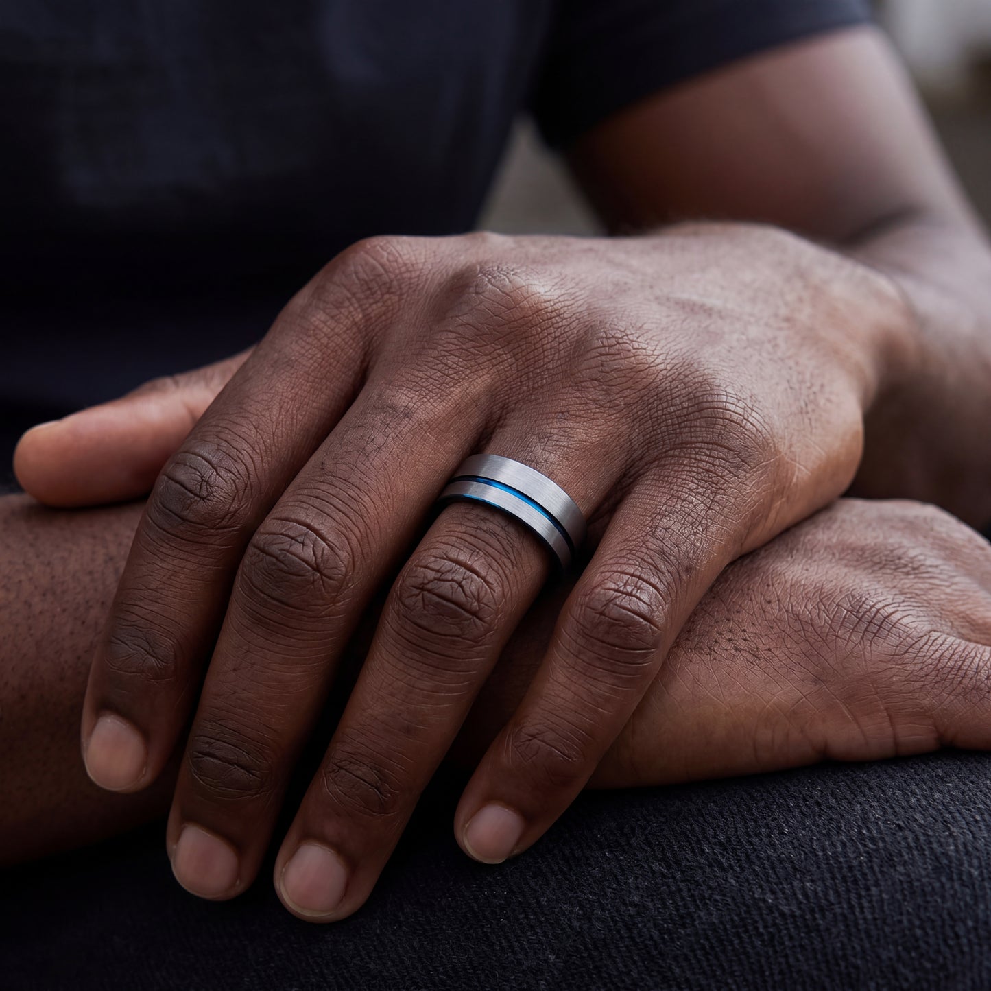 Grey tungsten with blue plating