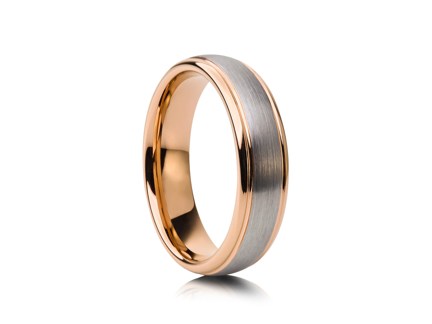 Grey tungsten with rose gold detail