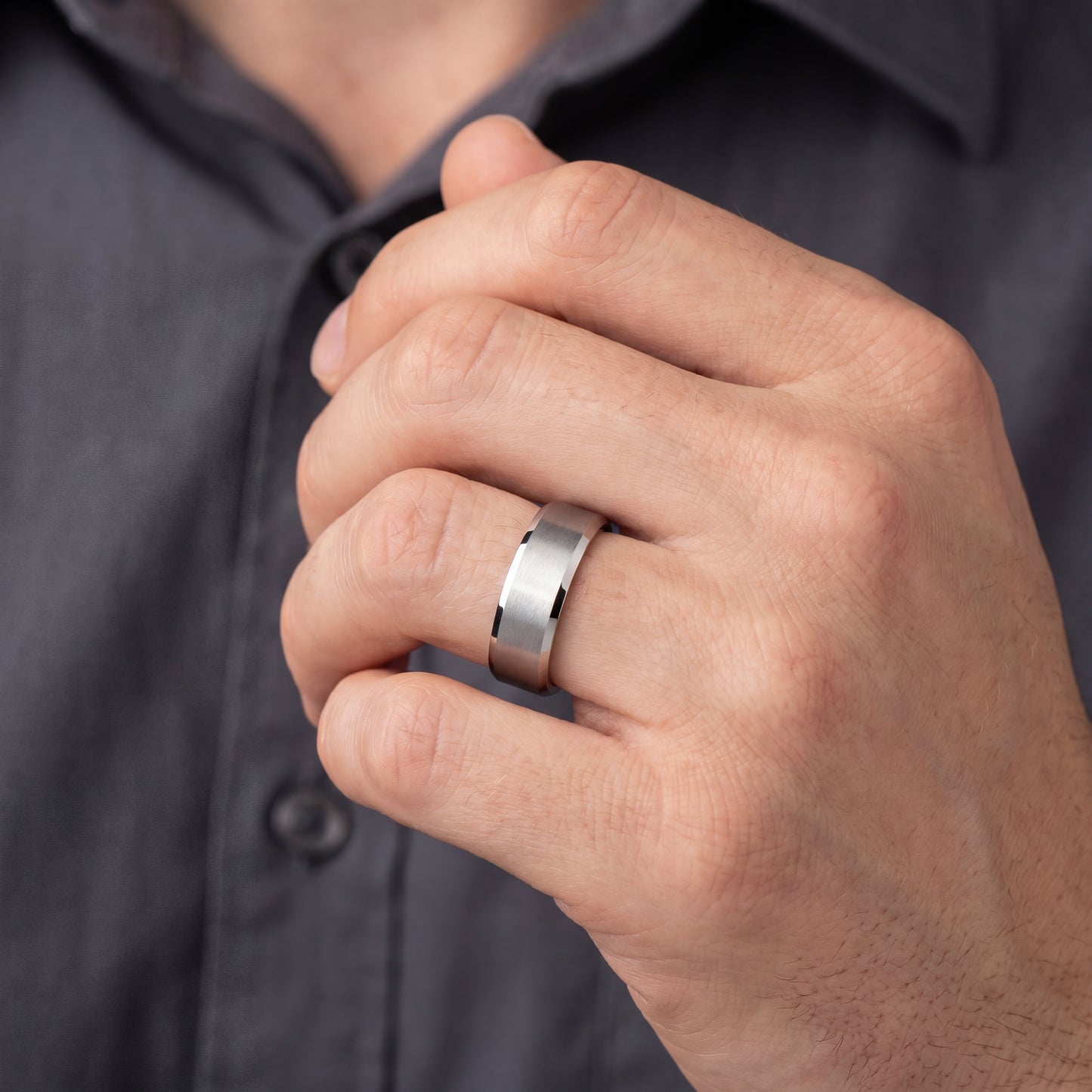 Grey tungsten ring