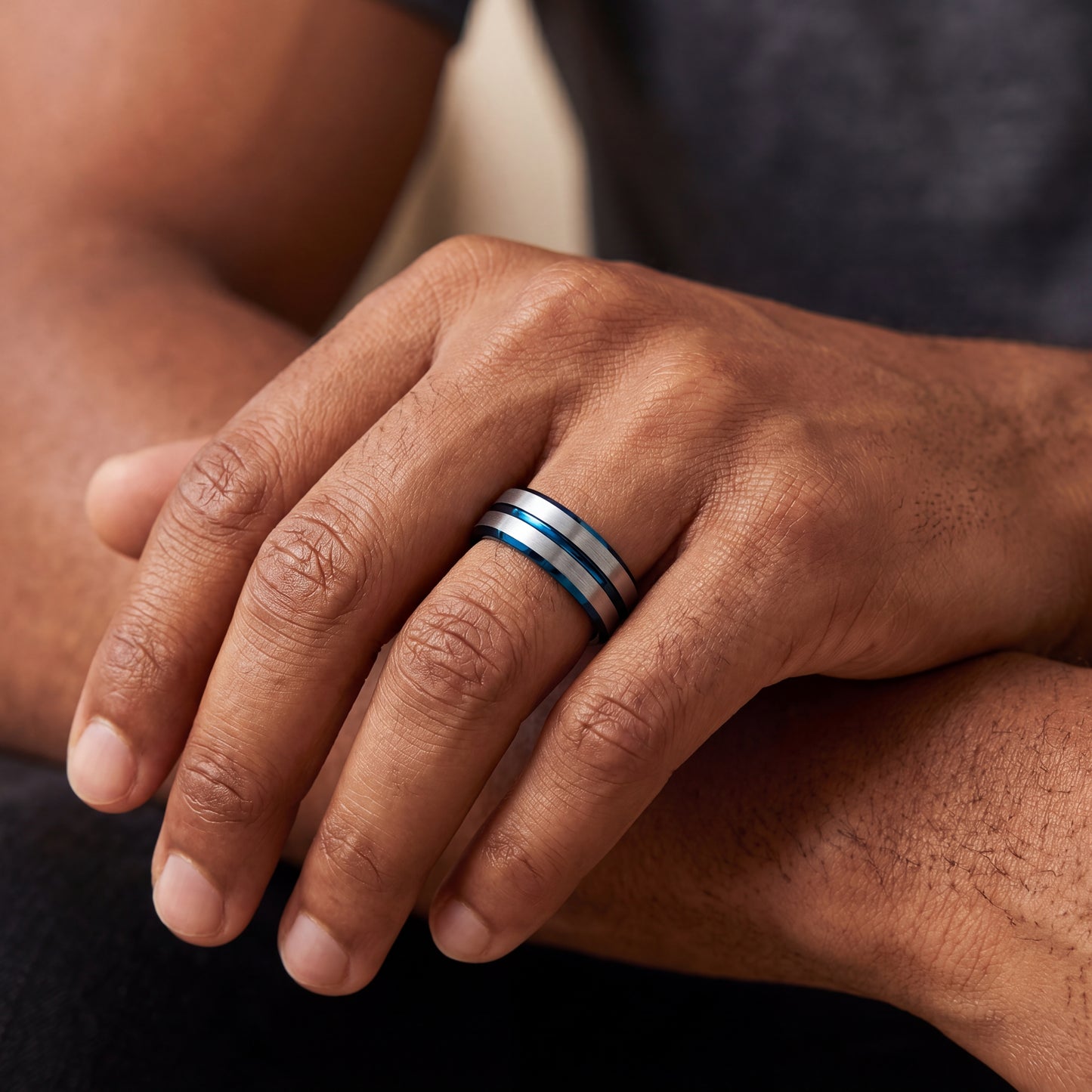 Grey tungsten with blue plating