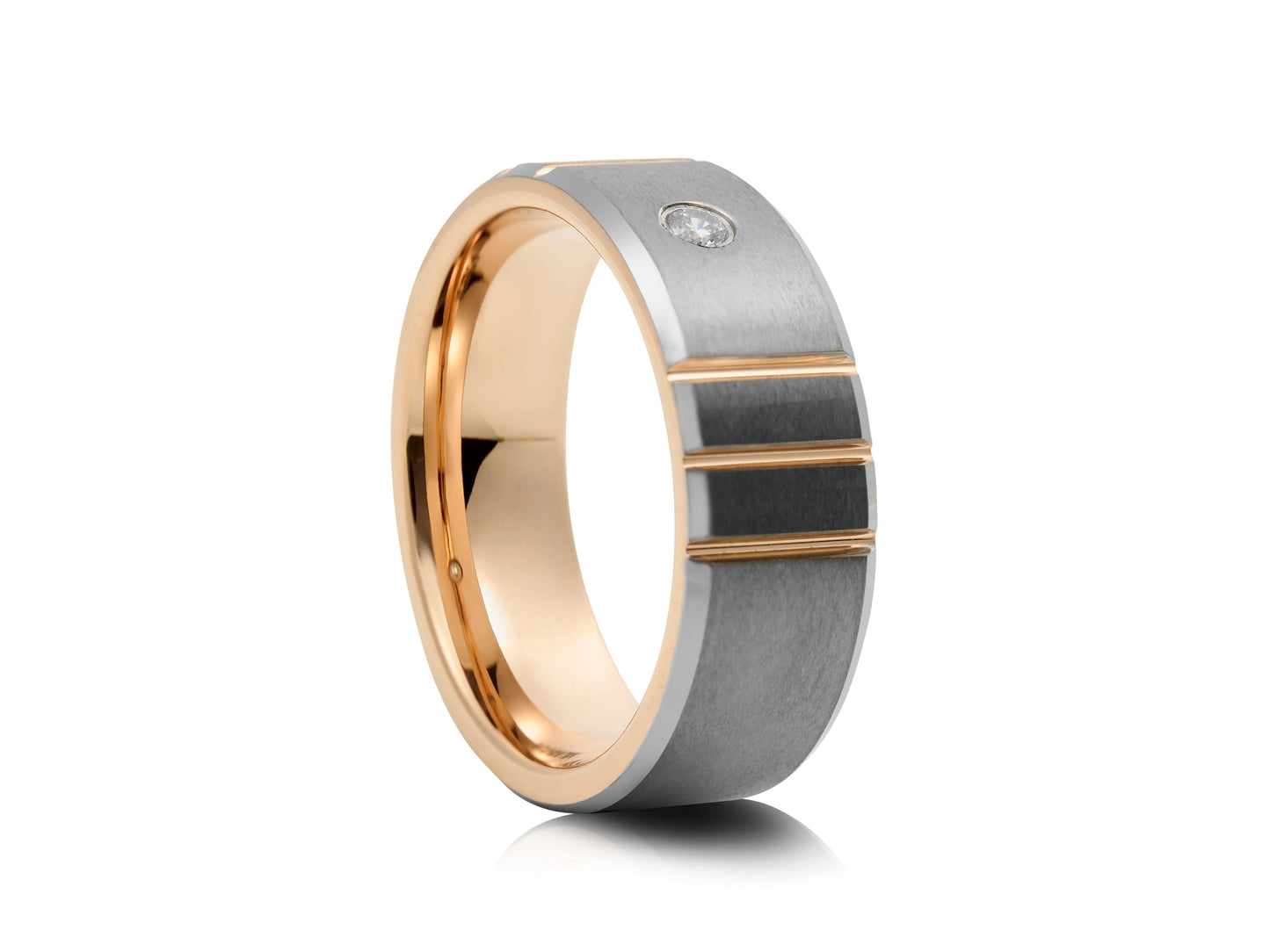 Grey tungsten with cubic zirconia