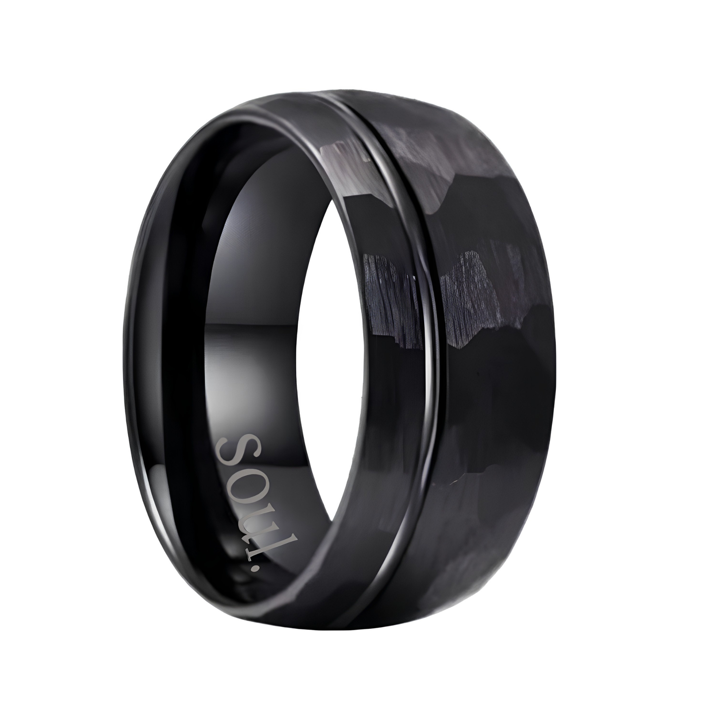 Black tungsten ring with groove