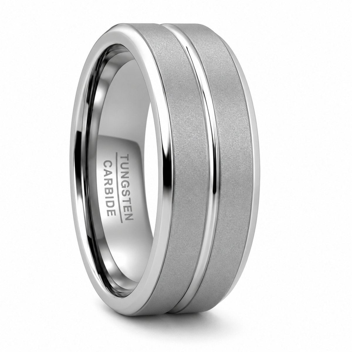 Grey tungsten ring with groove