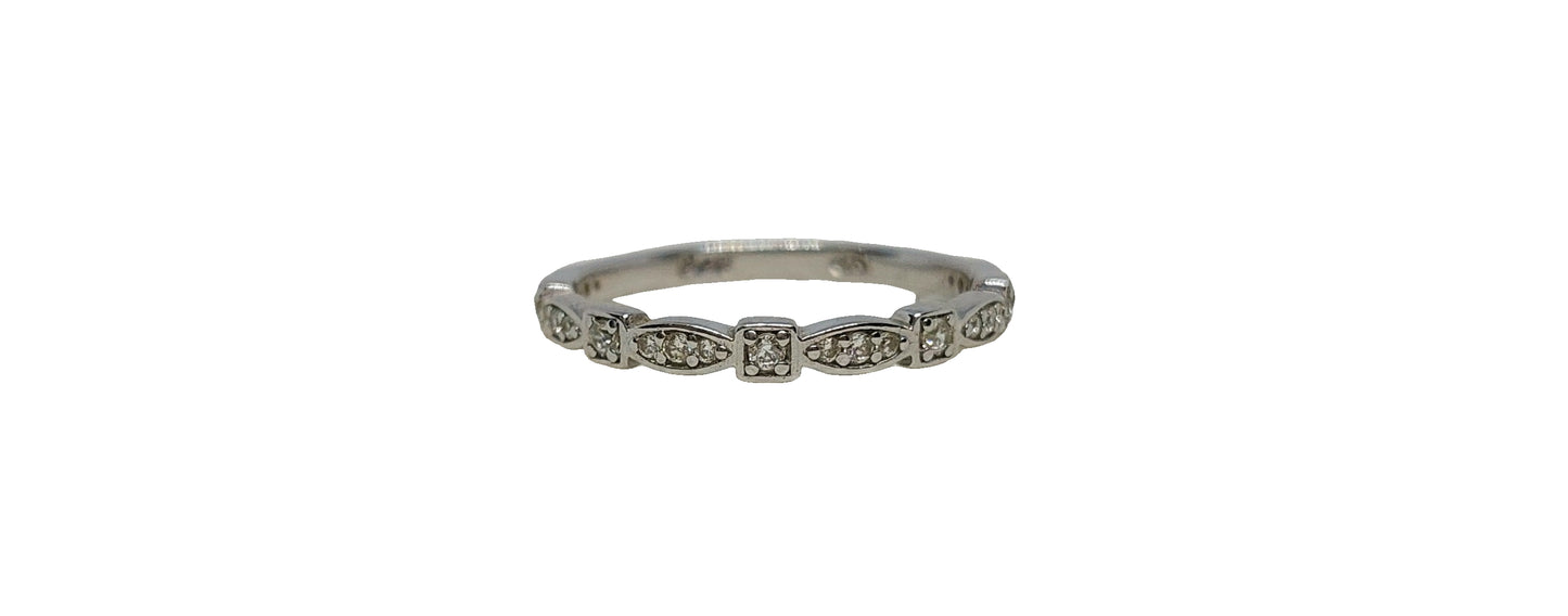 9ct White gold round cubic zirconia square and marquise shape eternity band