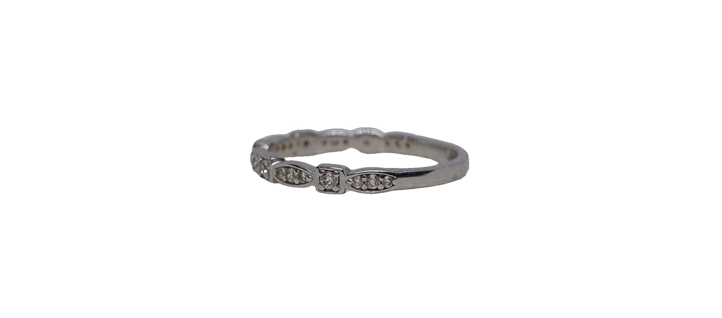 9ct White gold round cubic zirconia square and marquise shape eternity band