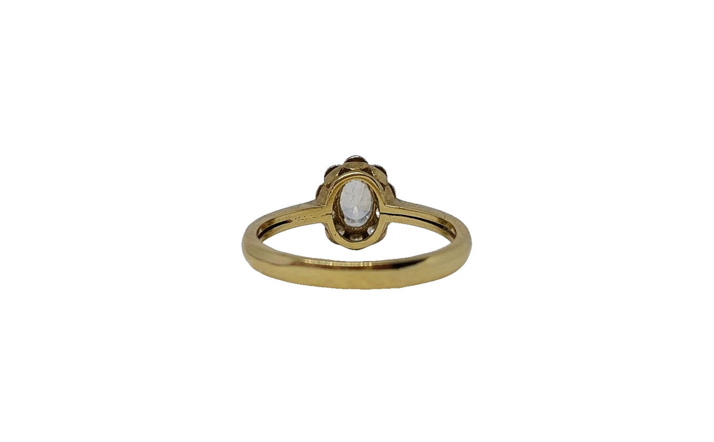 9ct Yellow gold cluster cubic zirconia plain shank ring