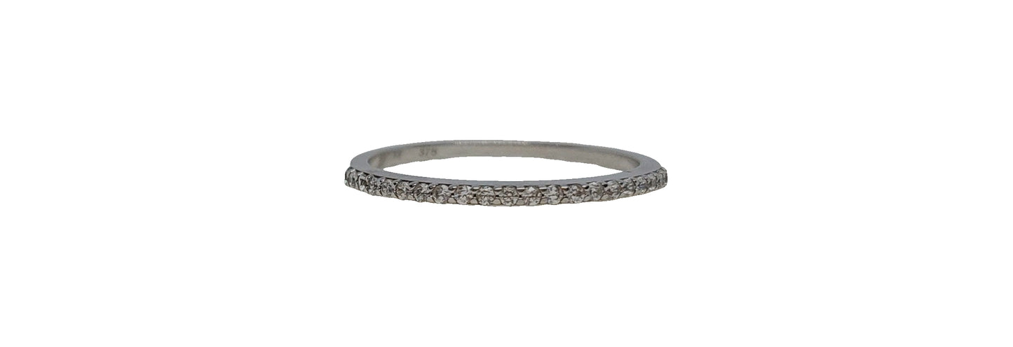 9ct White gold cubic zirconia claw setting eternity band