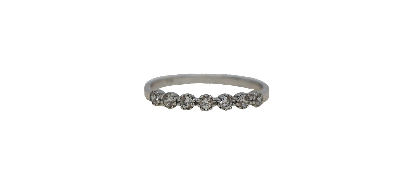 9ct White gold round claw tube set cubic zirconia eternity band