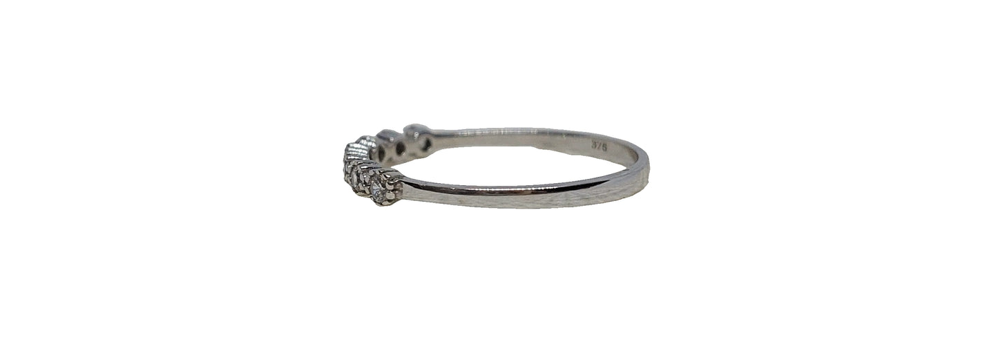 9ct White gold round claw tube set cubic zirconia eternity band