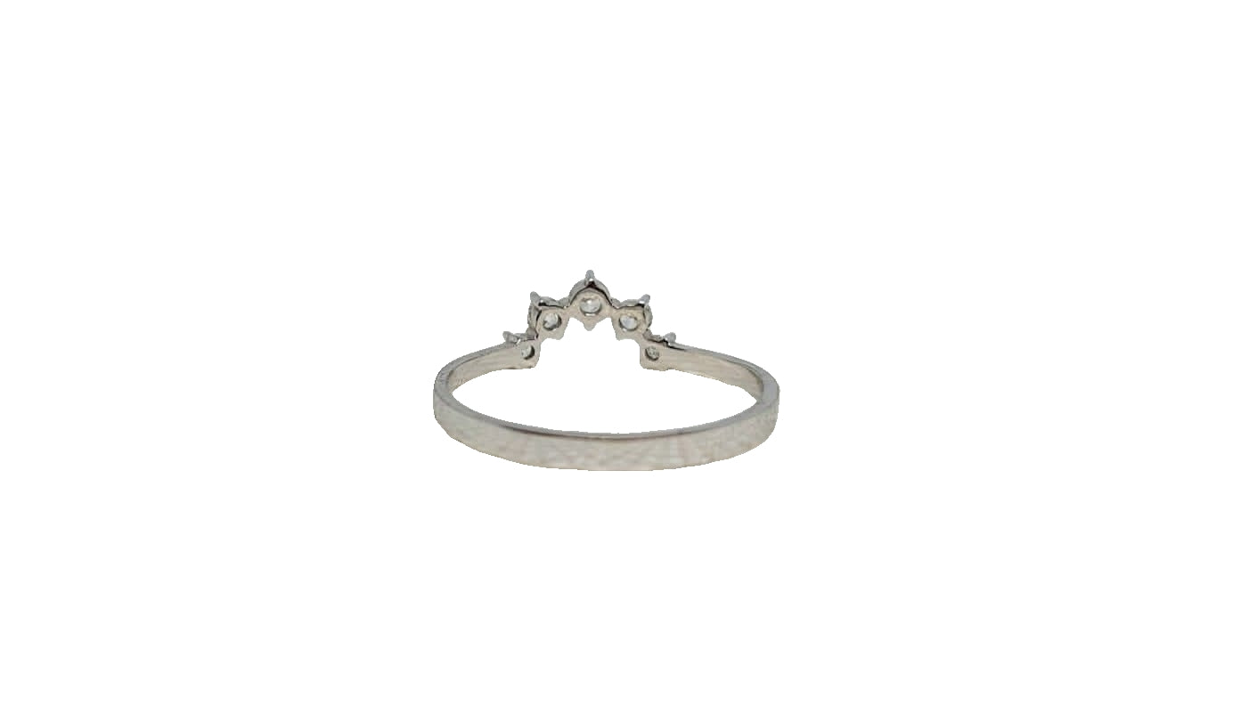 9ct White gold 5x cubic zirconia 4 claw cubic zirconia curved band