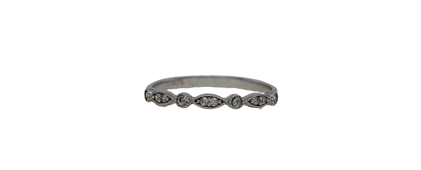 9ct White gold cubic zirconia round and marquise eternity band